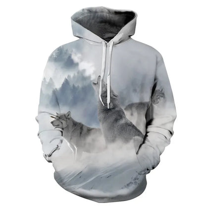 Unisex 3d Print ice/Fire Wolves Black White Wolf Hoodies Men/Women Casual Hoodie Autumn Tracksuit Pullover Hooded Sweatshirt