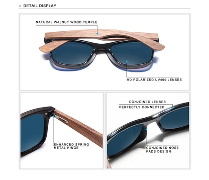 KINGSEVEN 2024 Luxury Walnut Wood Sunglasses Polarized Wooden Brand Designer Rimless Mirrored Square Sun Glasses For Women/Men