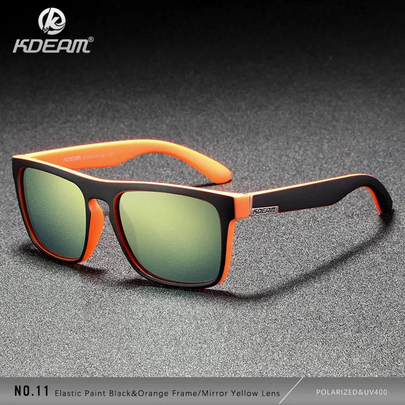 KDEAM Polarized Designer Square Sunglasses Men or Women Elastic Paint Frame Mirror Sun Glasses 17 Colors Available