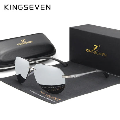 KINGSEVEN Aluminum Magnesium Polarized Rimless Lens Sunglasses For Men High Definition Retro Women Eyewear Oculos de sol