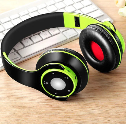 Casque audio sans fil Bluetooth pliable et coloré avec microphone et lecteur de carte TF pour enfants, femmes et hommes