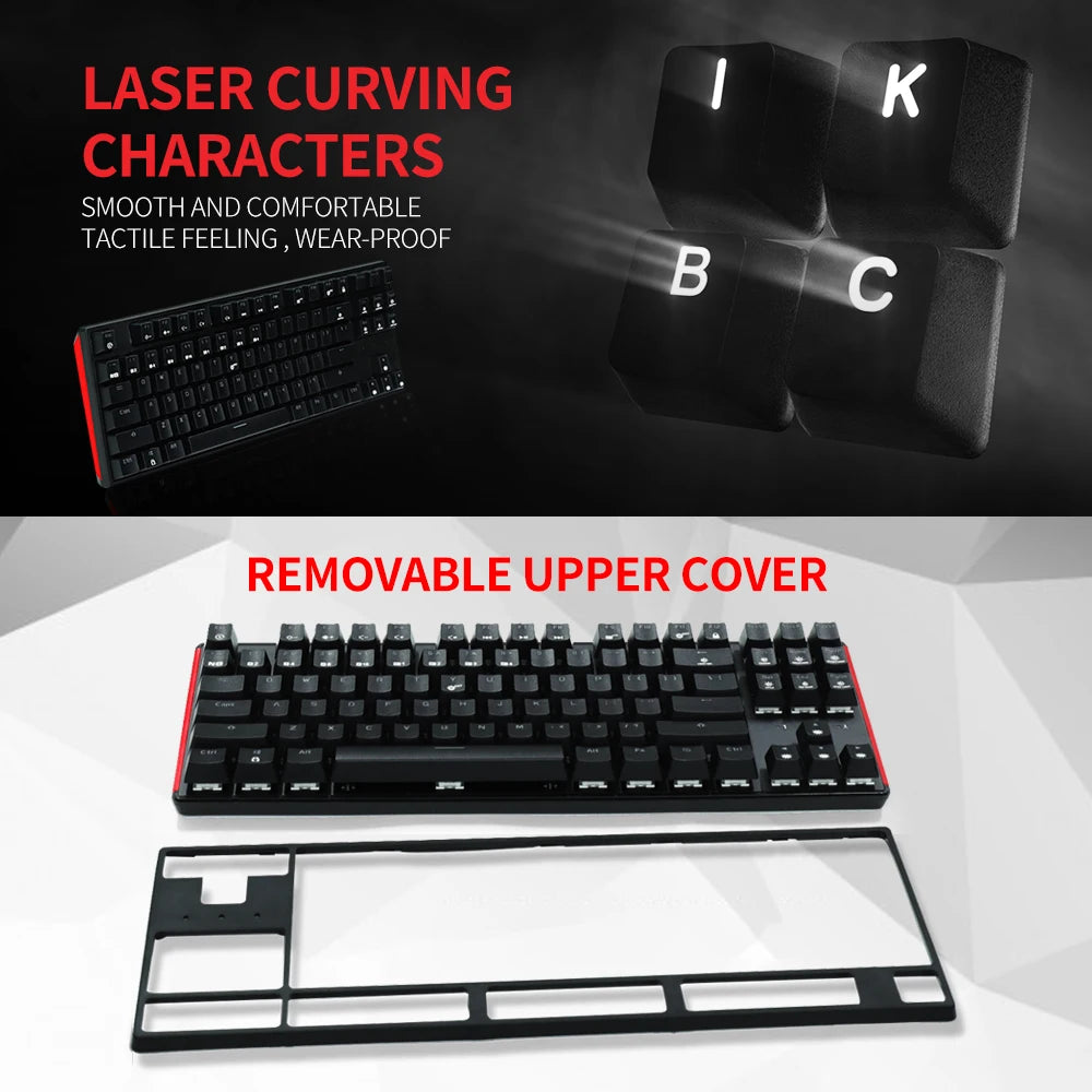 HEXGEARS Mechanical Keyboard Gaming Hot-Swappable Switch Russian 87 Key Waterproof Kailh BOX Switch Keyboard Custom Macro GK12
