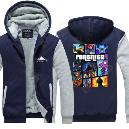 Winter Warm Fortnite Luminescent Hoodies Men Women Game Cosplay Sweatshirts Thick Fleece Zipper Couple Jacket & Coat