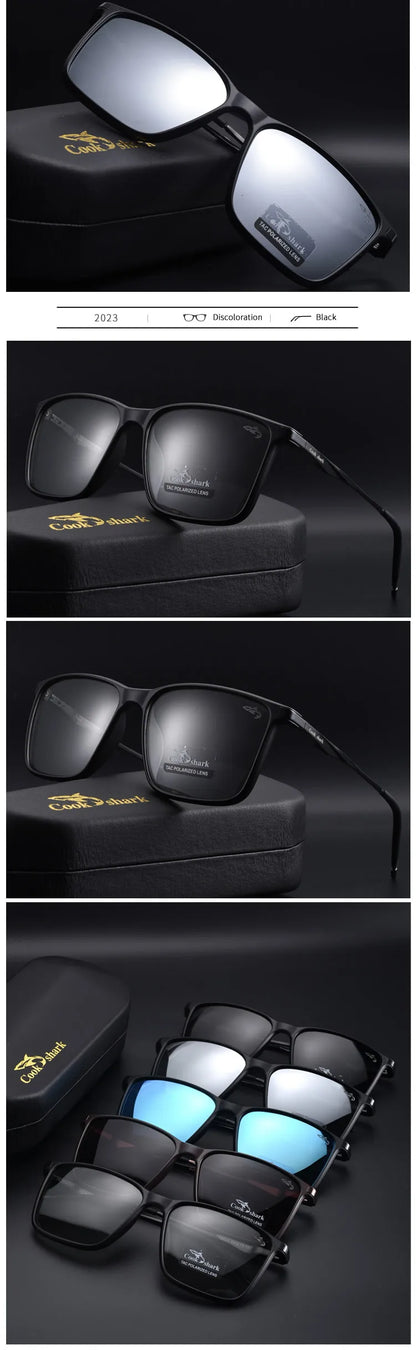 Cook Shark polarized sunglasses men's sunglasses women's UV protection driving special color-changing glasses trend personality