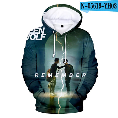 Nowe bluzy z kapturem z nadrukiem 3D inspirowane serialem TV TEEN WOLF – dla mężczyzn, kobiet i dzieci, moda Harajuku, jesienne streetwearowe pulowery hip-hop