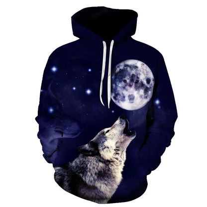 Cool Space Galaxy Wolf Hoodie Hoodies Men Bright Wolf Fashion Handsome Wolf Hoddies Spring Autumn Pullovers Sweatshirts Sweat
