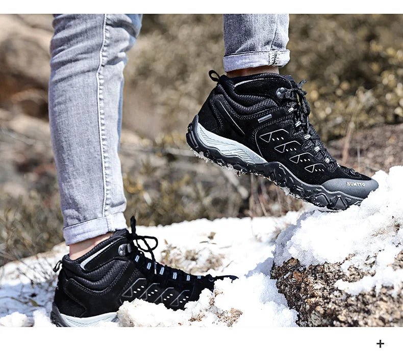 HUMTTO Nuove scarpe da trekking da uomo, sneakers impermeabili da outdoor per uomo, in pelle, da passeggio, arrampicata, trekking, sportive, stivali da uomo e da donna