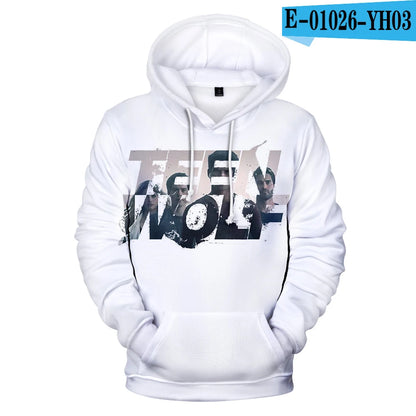 Nowe bluzy z kapturem z nadrukiem 3D inspirowane serialem TV TEEN WOLF – dla mężczyzn, kobiet i dzieci, moda Harajuku, jesienne streetwearowe pulowery hip-hop