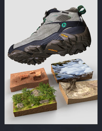 HUMTTO Sneakers impermeabili da uomo Scarpe da trekking Stivali da trekking in pelle da donna Campeggio Caccia Stivaletti tattici da montagna da uomo