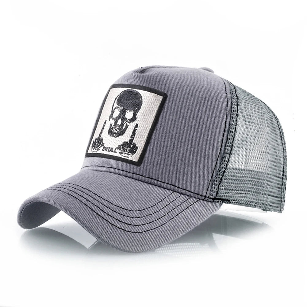 Men's Baseball Cap With Embroidery Skull Patch Snapback Hip Hop Trucker Cap Women Four Season Outdoor Breathable Visor Bone Hats