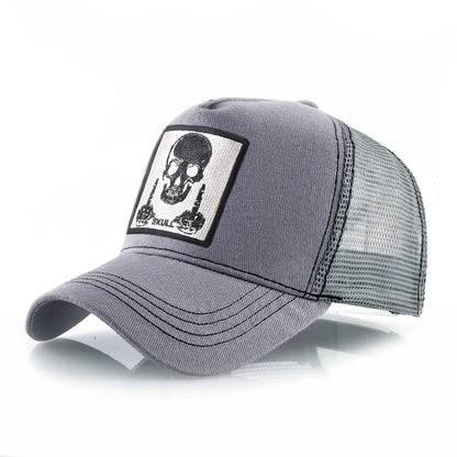 Men's Baseball Cap With Embroidery Skull Patch Snapback Hip Hop Trucker Cap Women Four Season Outdoor Breathable Visor Bone Hats