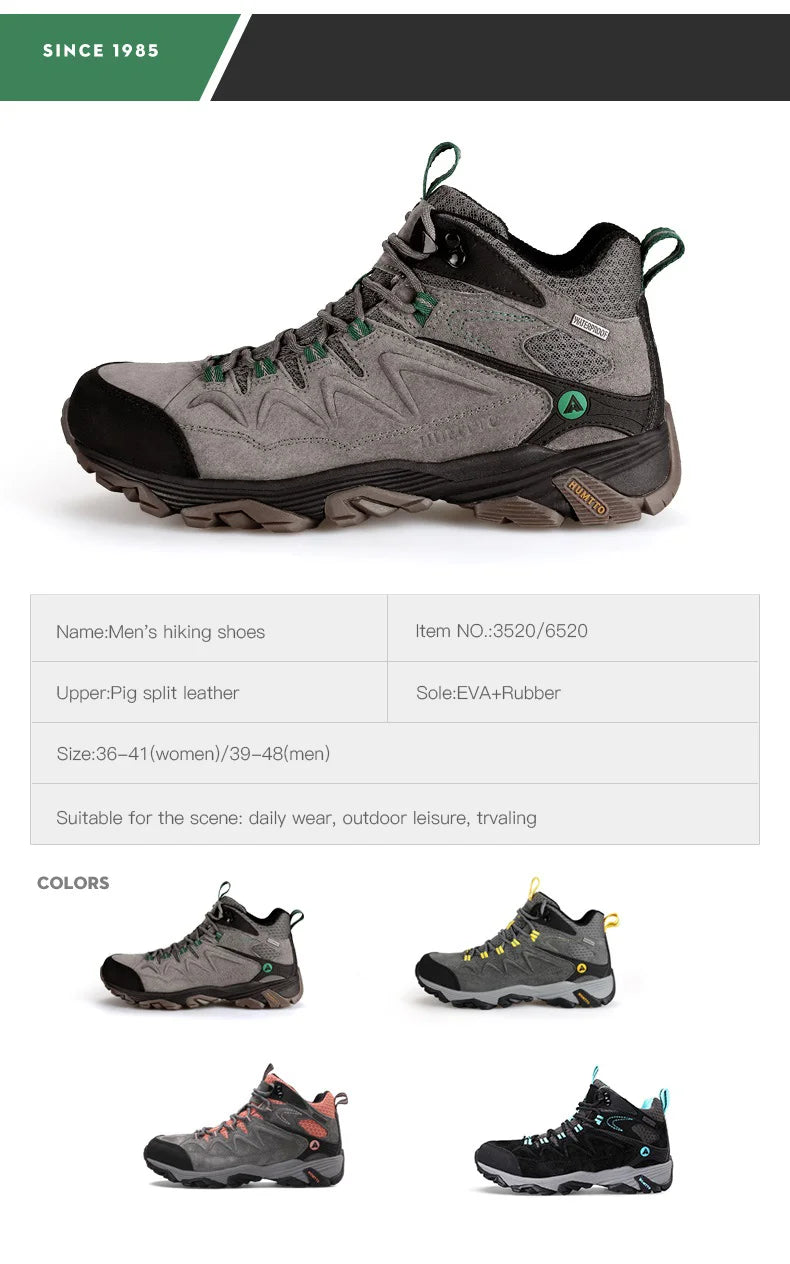 HUMTTO Sneakers impermeabili da uomo Scarpe da trekking Stivali da trekking in pelle da donna Campeggio Caccia Stivaletti tattici da montagna da uomo
