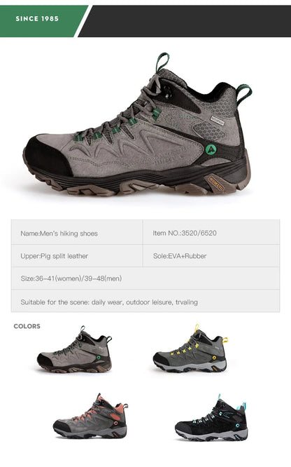 HUMTTO Sneakers impermeabili da uomo Scarpe da trekking Stivali da trekking in pelle da donna Campeggio Caccia Stivaletti tattici da montagna da uomo