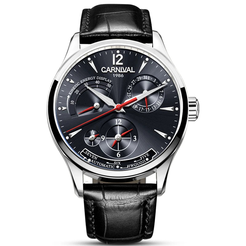 CARNIVAL New Dual Time Zone Watches for Men Automatic Multifunction Men Mechanical Wristwatches Sapphire Calendar Watch for Men