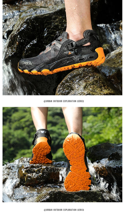 Ghete de drumeție marca HUMTTO pentru bărbați, adidași, sandale noi de trekking de vară, bărbați, respirabile, pentru plimbări în aer liber, alpinism, încălțăminte de apă pentru bărbați