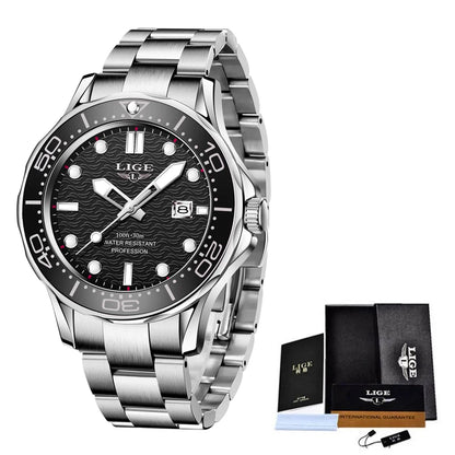 2025 LIGE New Waterproof Watch Men Top Brand Luxury Stainless Steel Men Watch Fashion Casual Sport Men Quartz Date Wristwatches