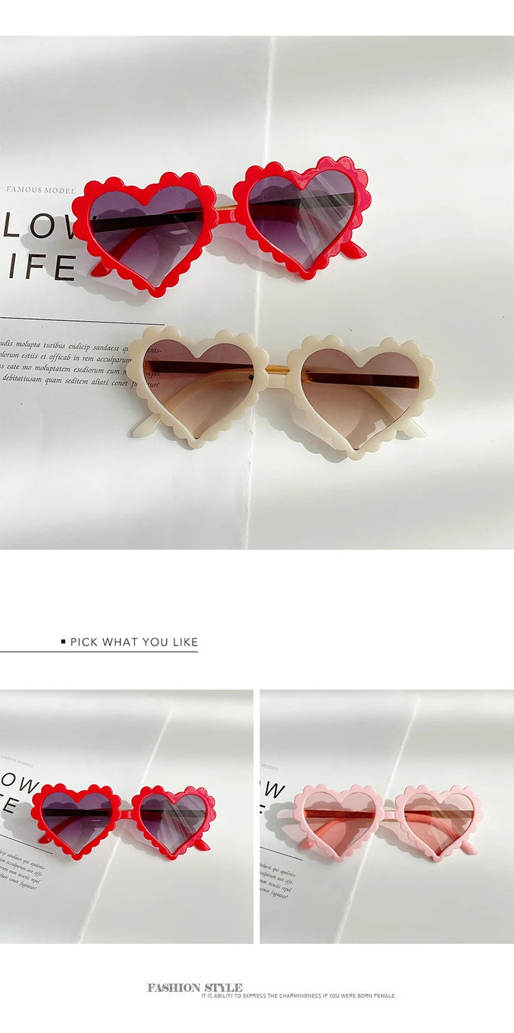 New Kids Cartoon Heart Sunflower Fruit Rabbit Ears Sunglasses Girls Boy Children Outdoor Round Polarized UV400 Sun Glasses