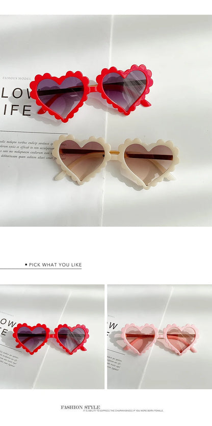 New Kids Cartoon Heart Sunflower Fruit Rabbit Ears Sunglasses Girls Boy Children Outdoor Round Polarized UV400 Sun Glasses
