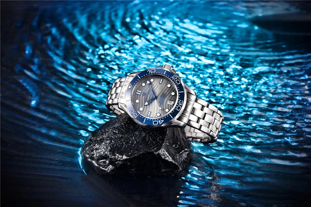 PAGANI DESIGN 2026 New V2 Waves 200M Relógio de mergulho automático masculino de luxo, cristal de safira, relógio de pulso masculino AR