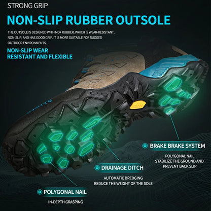 HUMTTO Nuove scarpe da trekking da uomo, sneakers impermeabili da outdoor per uomo, in pelle, da passeggio, arrampicata, trekking, sportive, stivali da uomo e da donna
