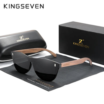 KINGSEVEN Exclusive Design Vintage Men's Glasses Walnut Wooden Sunglasses UV400 Protection Fashion Square Sun glasses Women 5510