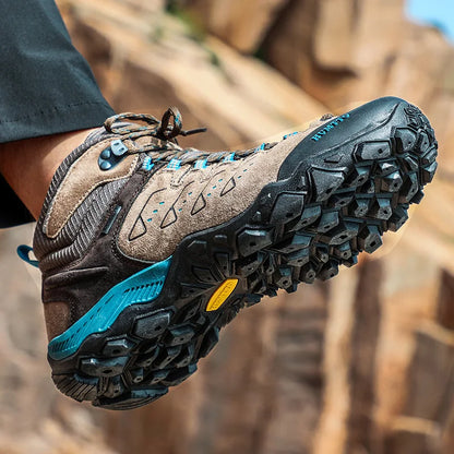 HUMTTO Nuove scarpe da trekking da uomo, sneakers impermeabili da outdoor per uomo, in pelle, da passeggio, arrampicata, trekking, sportive, stivali da uomo e da donna