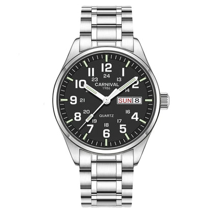 CARNIVAL Luxury Brand Watch Men Quartz Watches Luminous Hands Waterproof Solid Stainess Steel Men's Clock Relogio Masculino 8638