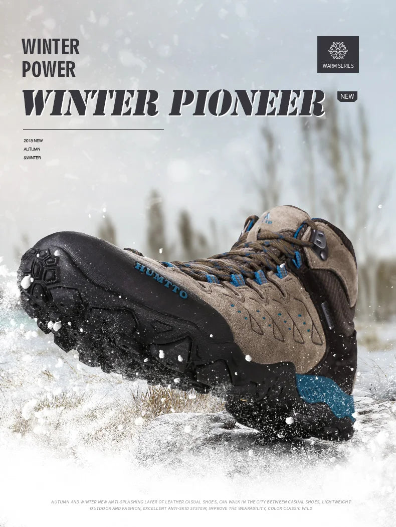 HUMTTO Nuove scarpe da trekking da uomo, sneakers impermeabili da outdoor per uomo, in pelle, da passeggio, arrampicata, trekking, sportive, stivali da uomo e da donna