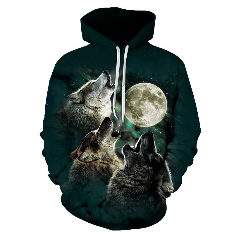 Cool Space Galaxy Wolf Hoodie Hoodies Men Bright Wolf Fashion Handsome Wolf Hoddies Spring Autumn Pullovers Sweatshirts Sweat