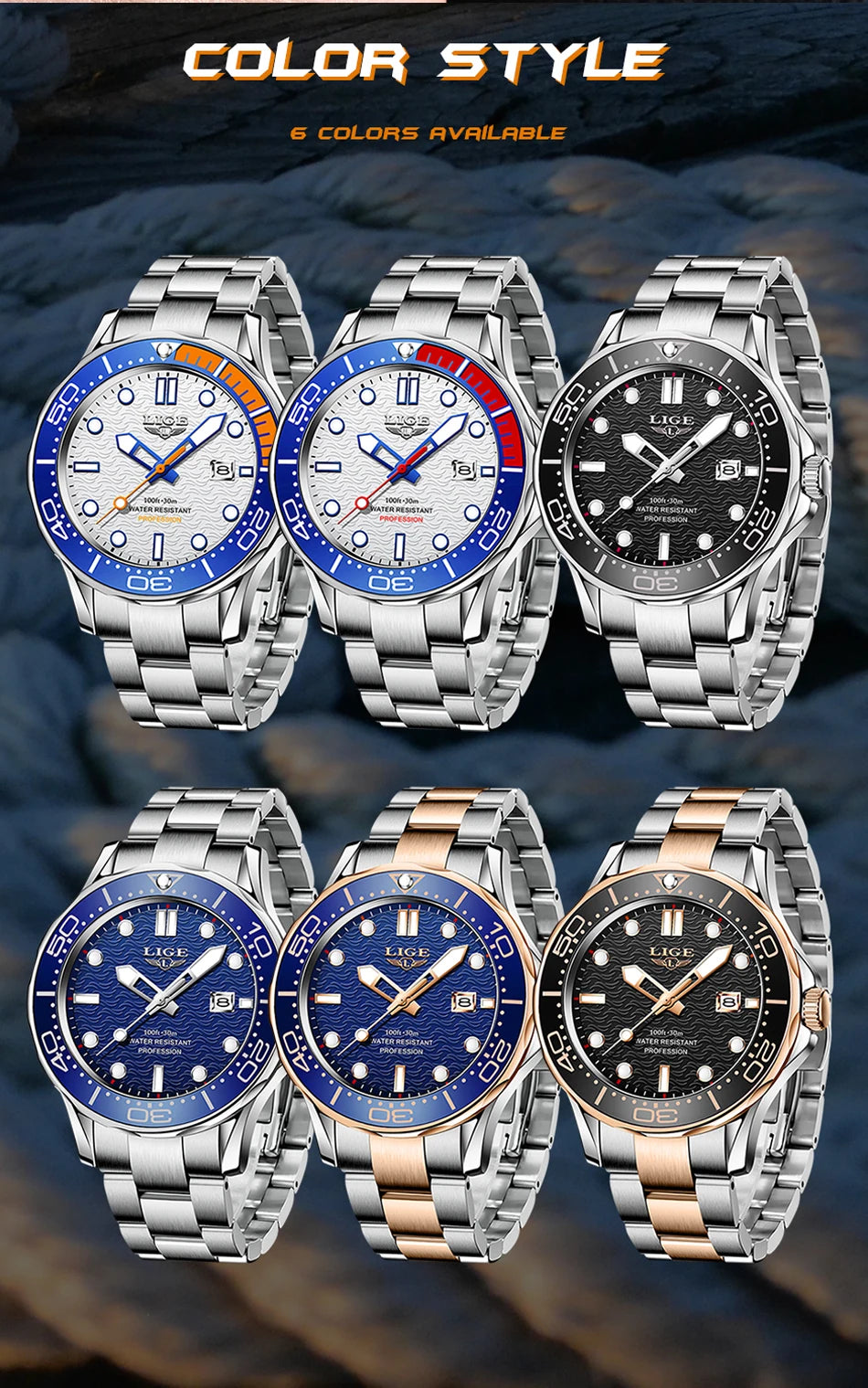 2025 LIGE New Waterproof Watch Men Top Brand Luxury Stainless Steel Men Watch Fashion Casual Sport Men Quartz Date Wristwatches