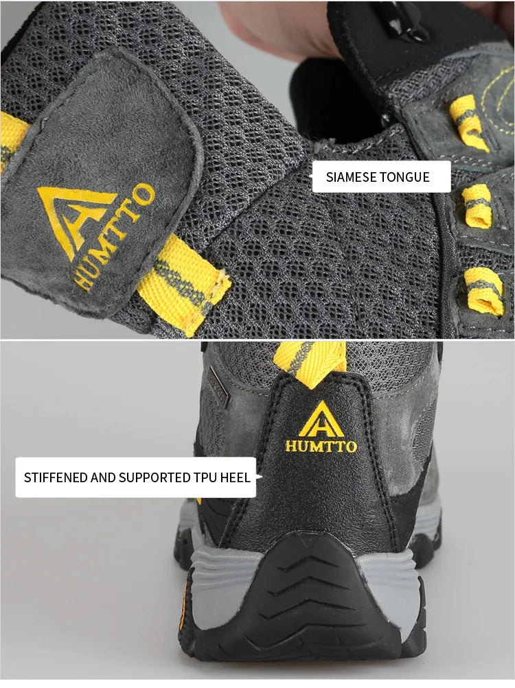 HUMTTO Sneakers impermeabili da uomo Scarpe da trekking Stivali da trekking in pelle da donna Campeggio Caccia Stivaletti tattici da montagna da uomo