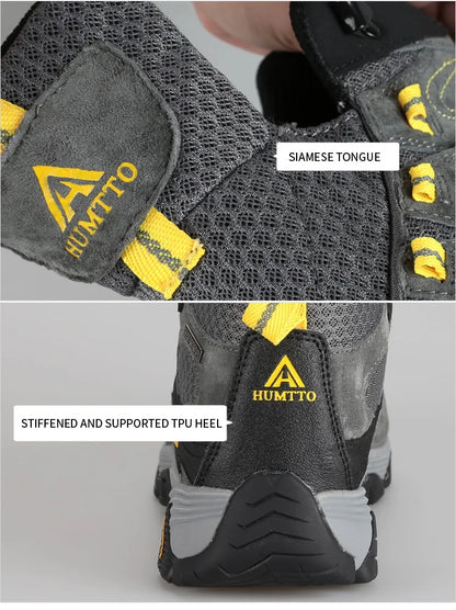 HUMTTO Sneakers impermeabili da uomo Scarpe da trekking Stivali da trekking in pelle da donna Campeggio Caccia Stivaletti tattici da montagna da uomo
