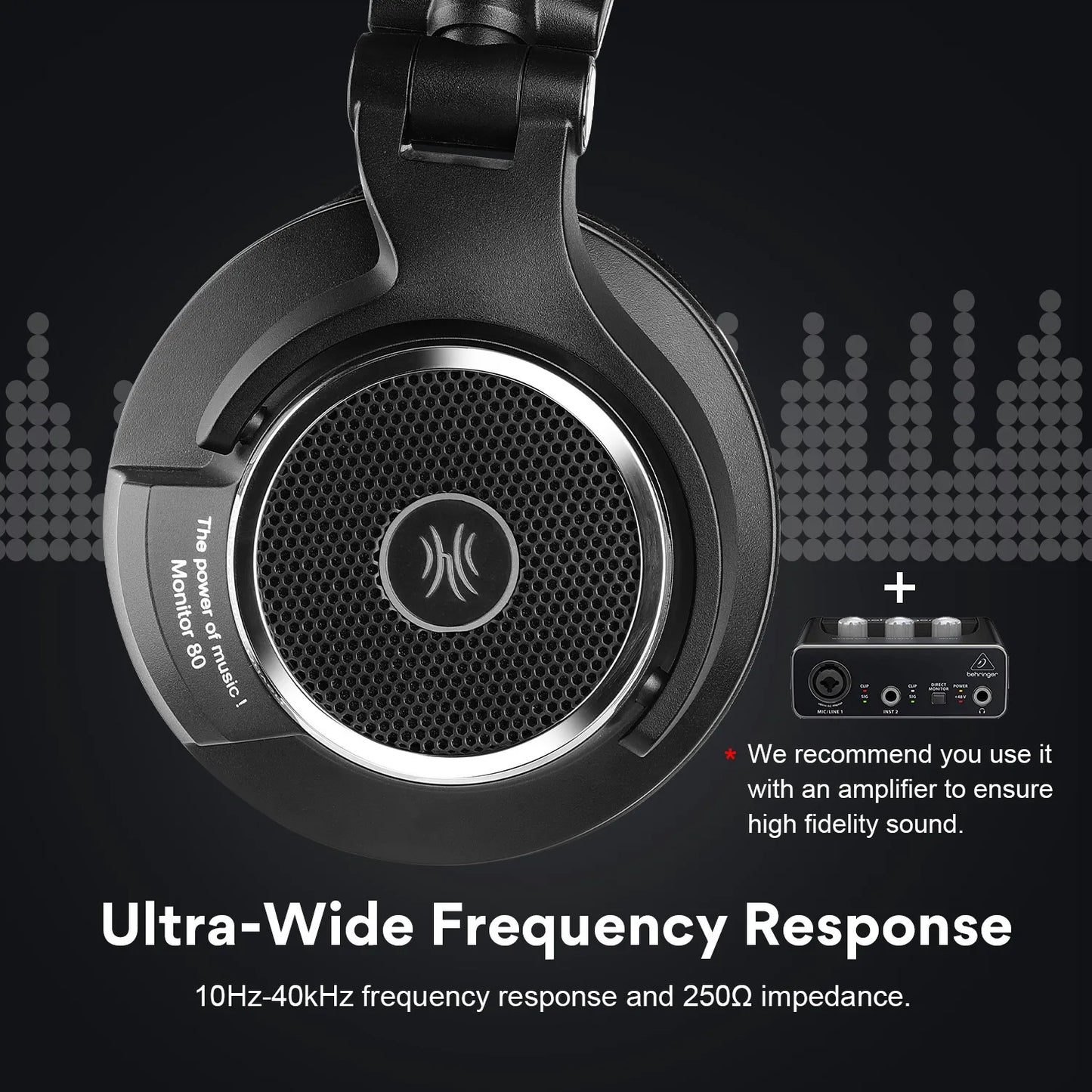 Oneodio Monitor 80 Open Back Headphones Wired Over Ear 250Ω Audiophile HiFi Headphones Hi-Res Audio Professional Studio Headset