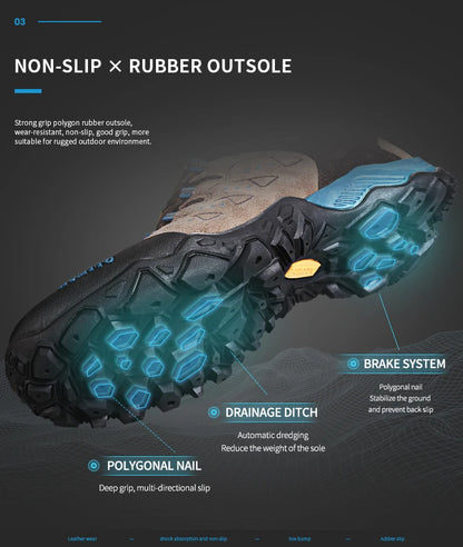 HUMTTO Nuove scarpe da trekking da uomo, sneakers impermeabili da outdoor per uomo, in pelle, da passeggio, arrampicata, trekking, sportive, stivali da uomo e da donna