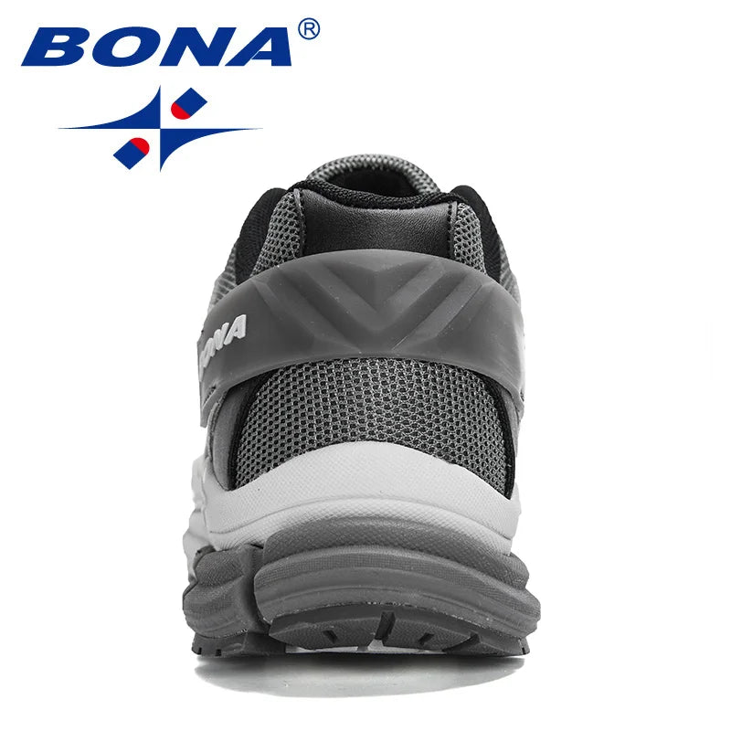 BONA New Designer Action Leather Mesh Men Running Shoes Sneakers Trainers Lightweight Anti-skid Outdoor Walking Shoes for Men
