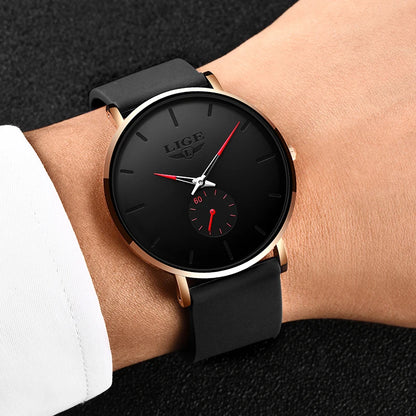 Ceas pentru bărbați LIGE – Stil sportiv și la modă, marcă de lux, rezistent la apă, design minimalist și ultra-subțire, ceas cu cuarț pentru bărbați.