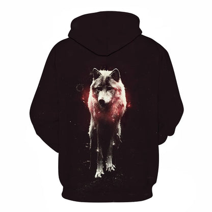 Cool Space Galaxy Wolf Hoodie Hoodies Men Bright Wolf Fashion Handsome Wolf Hoddies Spring Autumn Pullovers Sweatshirts Sweat