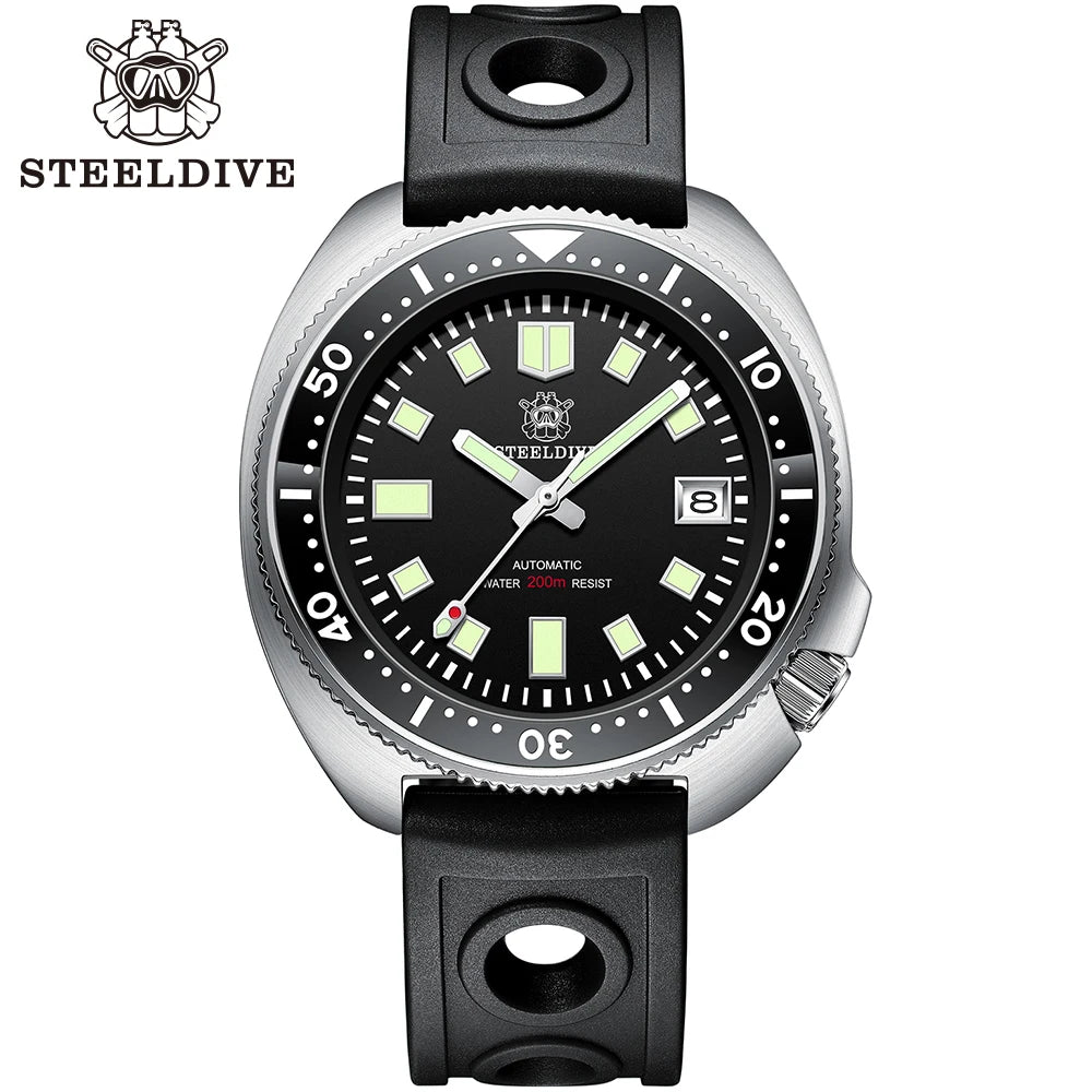 SD1970 STEELDIVE Brand 44MM Sapphire Glass with Transparent AR Coating Ceramic Bezel NH35 Movement Automatic Dive Watch Turtle