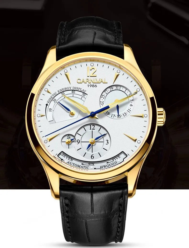 CARNIVAL New Dual Time Zone Watches for Men Automatic Multifunction Men Mechanical Wristwatches Sapphire Calendar Watch for Men