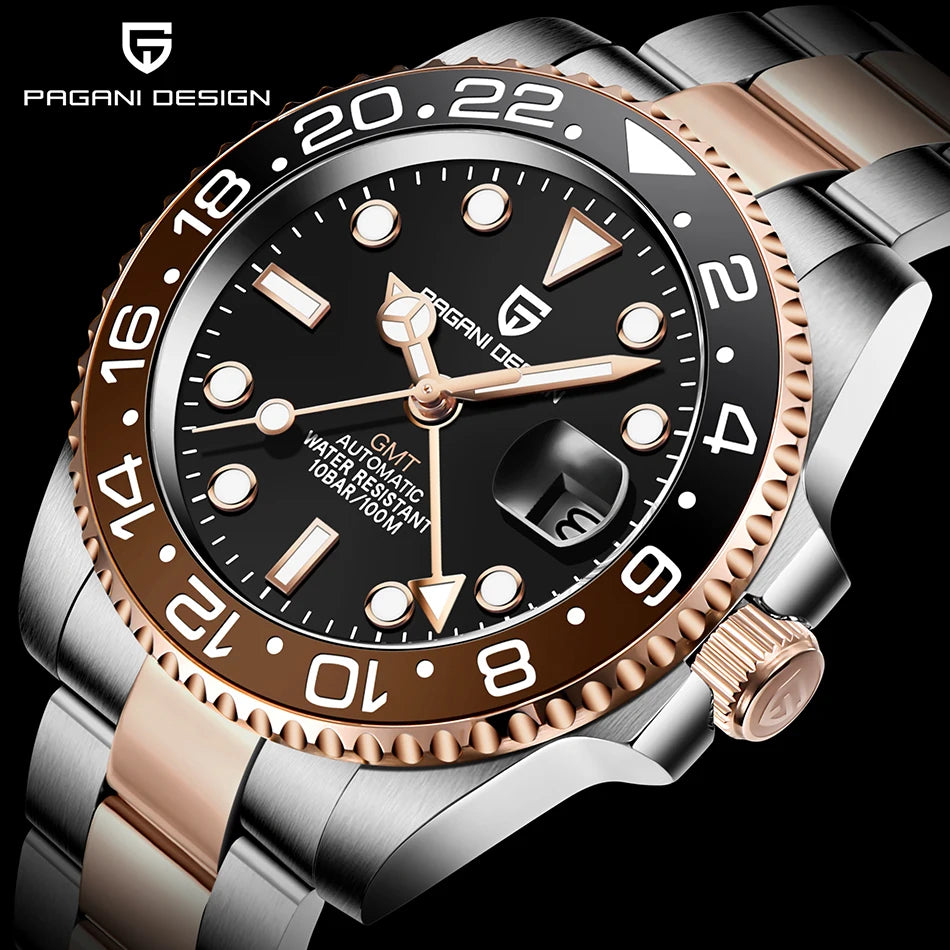 PAGANI DESIGN V3 New 40MM NH34 Original Design GMT Men Mechanical Watch AR Ceramic Bezel Sapphire Automatic Sports Watch for Men