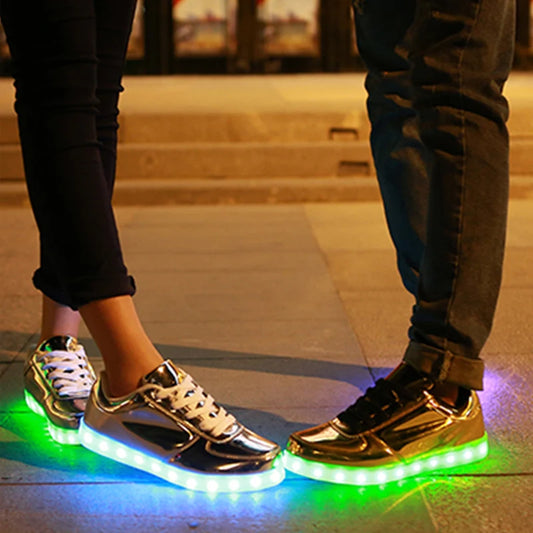 Men's Shoes Glowing Light LED Women Spring Fashion Casual Sport Lamp Party Golden Silver Boots Luminous Dancing Flats Sneakers