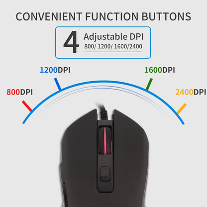 Цветна светеща мишка с USB-C и бутон за заглушаване за лаптоп с Type-C, геймърска мишка