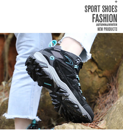 HUMTTO Sneakers impermeabili da uomo Scarpe da trekking Stivali da trekking in pelle da donna Campeggio Caccia Stivaletti tattici da montagna da uomo