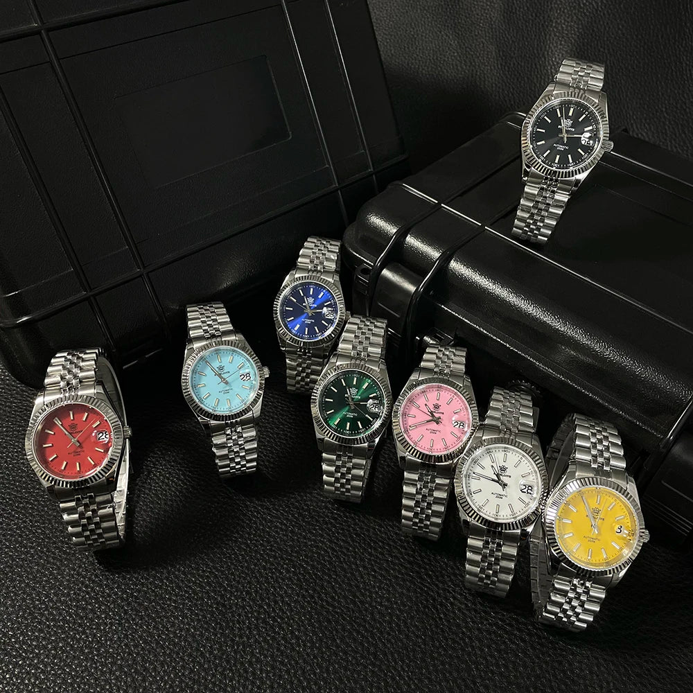 STEELDIVE Turquoise SD1933 Water Ghost Watch 200m Waterproof Sapphire Date NH35 Automatic Mechanical Watch with Bracelet