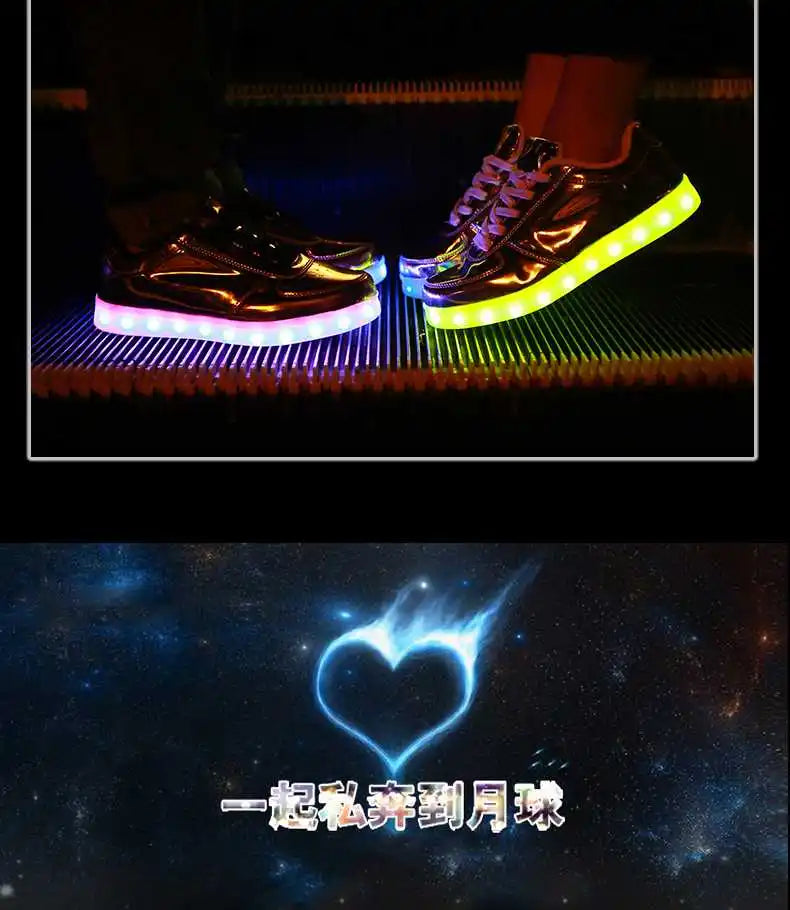 Men Shoes Glowing Light Led Women Spring Fashion Casual Sport Lamp Party Golden Silver Boots Luminous Dancing Flats Sneaker