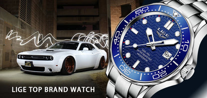 2025 LIGE New Waterproof Watch Men Top Brand Luxury Stainless Steel Men Watch Fashion Casual Sport Men Quartz Date Wristwatches