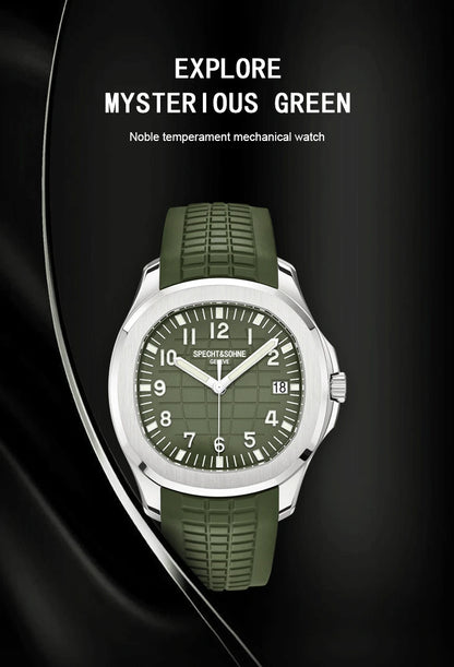 Specht & Söhne Brand Automatic Mechanical Watches Sports Wristwatches Green Sapphire Luminous 50M Waterproof Men's Watch