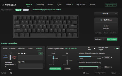 Teclado Mecânico Akko MonsGeek FUN60 com Switch Magnético, 60%, Teclado Gaming, Rapid Trigger 0.01mm, 8K, ARGB, HE/TMR, Teclado Personalizado
