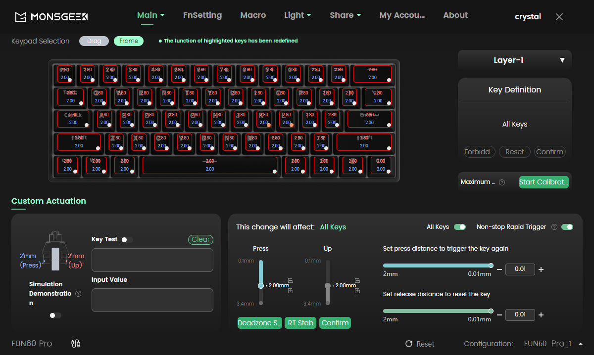 Teclado mecánico Akko MonsGeek FUN60 con interruptores magnéticos 60% para gaming, Rapid Trigger 0.01mm, 8K ARGB, teclado personalizado HE/TMR