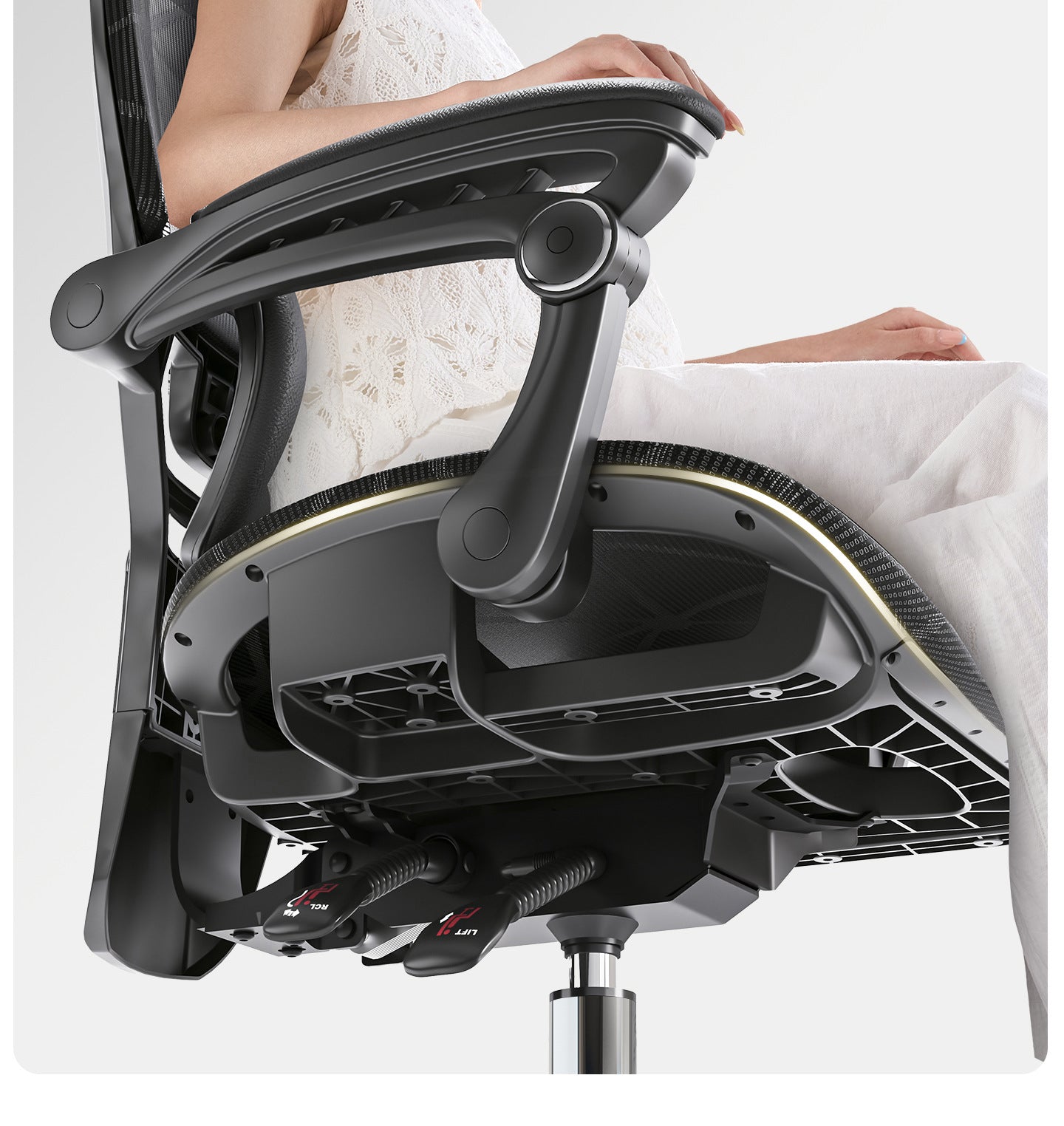 UVR Ergonomic Design Chair Household Reclining Stool Sedentary Comfort Mesh Office Chair Reclining Computer Game Chair Furniture